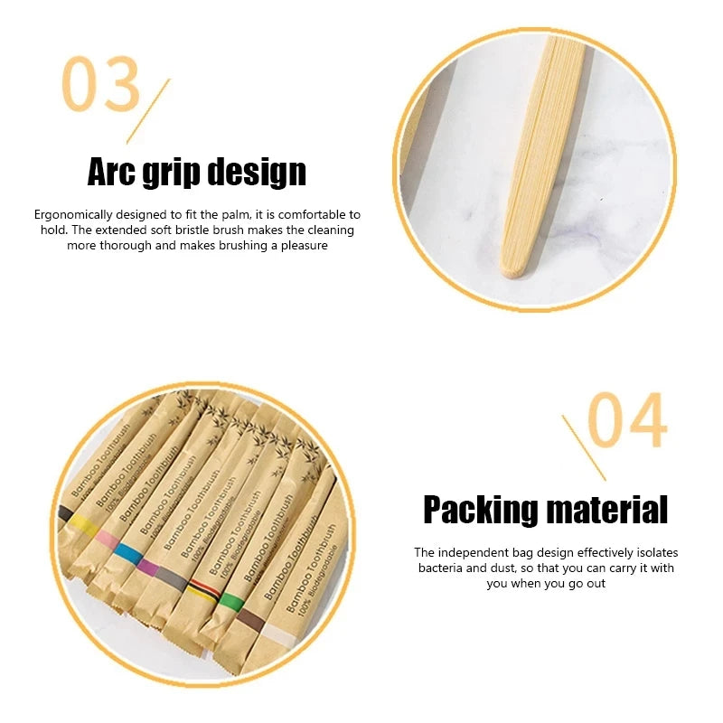 100-Pack Natural Bamboo Toothbrushes | Soft Charcoal Bristles, Eco Bamboo Toothbrush Set QXL