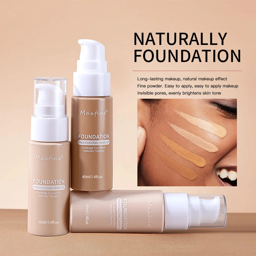 MAXFINE 12-Shade Liquid Foundation | Full Coverage, Long-Lasting Liquid Foundation QXL