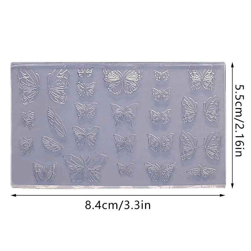 3D Butterfly Silicone Nail Mold | DIY UV Gel Carving Stencil Silicone Nail Mold QXL