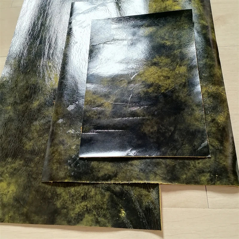 1.3mm Yellow & Black Top-Grain Cowhide Leather Sheet | DIY Leather Sheet Fabric QXL