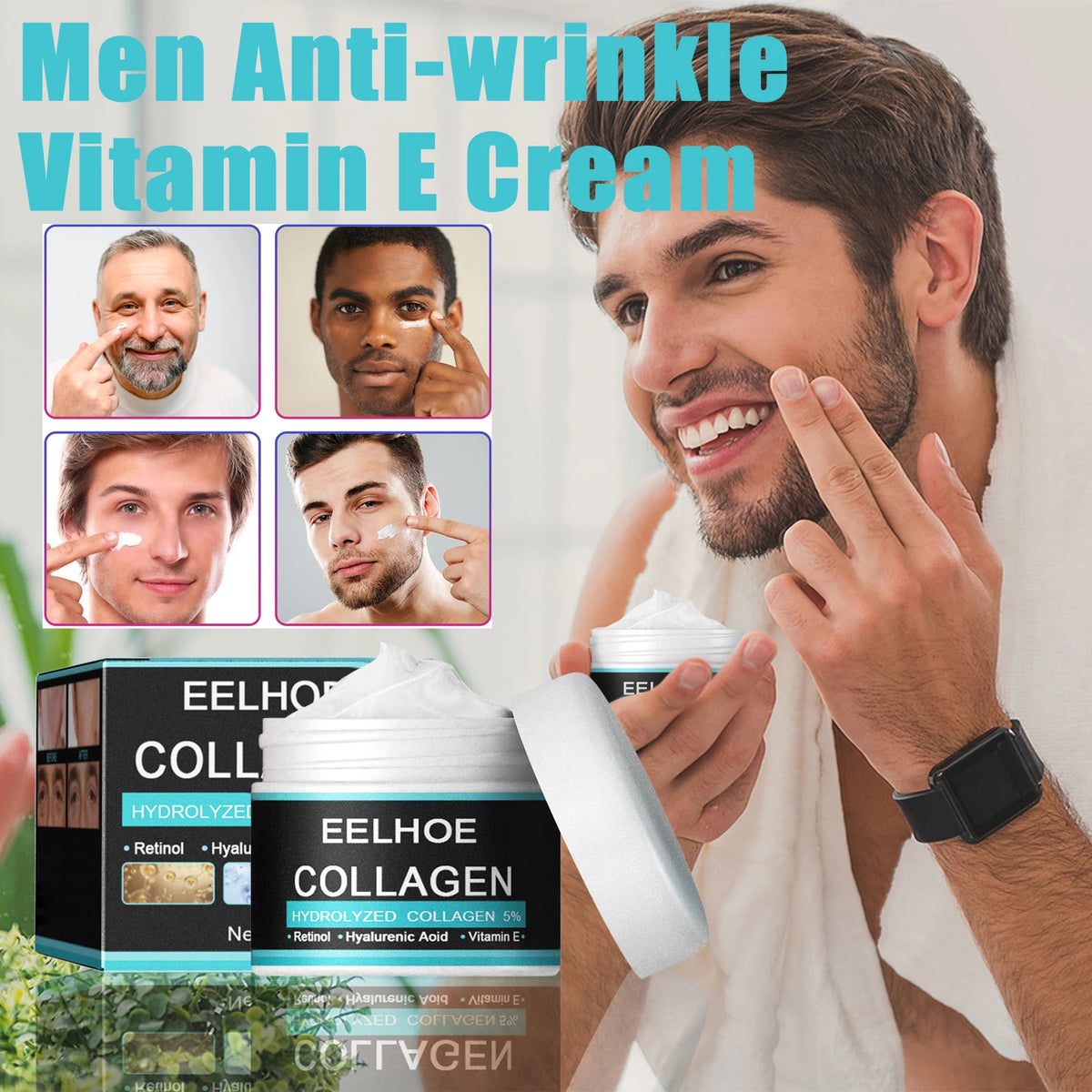 Eelhoe Men's Retinol Collagen Anti-Wrinkle Face Cream 30/50g Men's Face Cream QXL