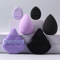 6-Piece Soft Sponge Makeup Powder Puff Set | Fan & Mini Puffs Makeup Powder Puff Set QXL MULTICOLOR