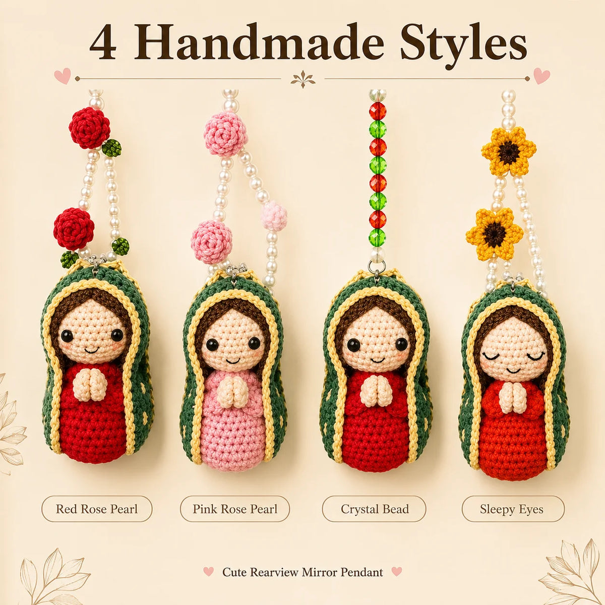 Handmade Crochet Doll Car Mirror Pendant | Cute Knit Ornament Car Hanging Ornament QXL