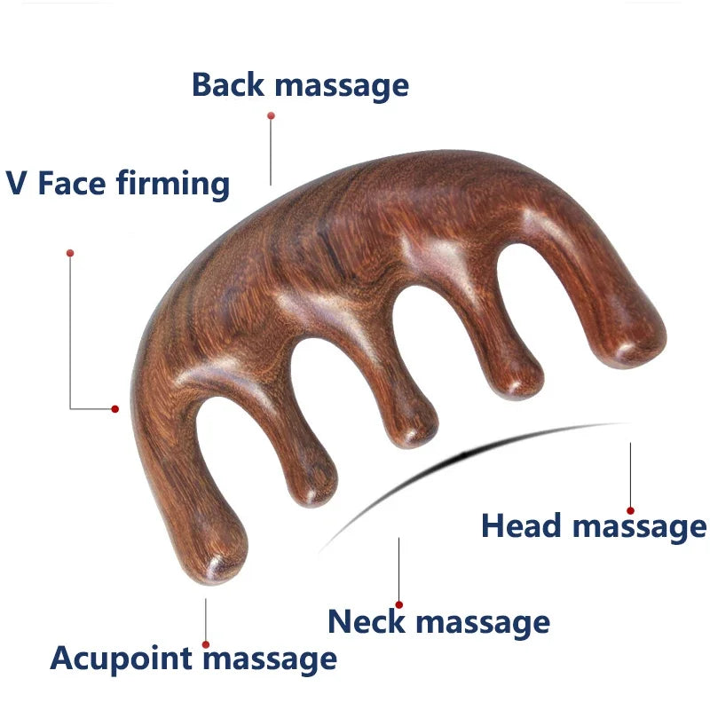 Sandalwood Scalp Massager Comb | Anti-Static Wooden Hair Comb Scalp Massager Comb QXL