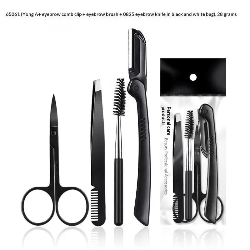 17-Pc Stainless Steel Eyebrow Grooming Kit with Carry Bag Eyebrow Grooming Kit QXL
