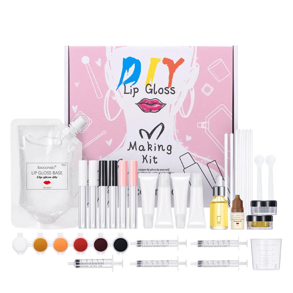 DIY Lip Gloss Making Kit | 100ml Base Gel, Tubes & Pigments Lip Gloss DIY Kit QXL 1 set