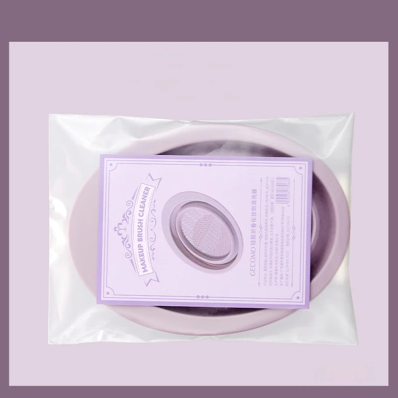 Foldable Silicone Makeup Brush Cleaning Bowl & Scrubber Mat Brush Cleaning Bowl QXL Purple