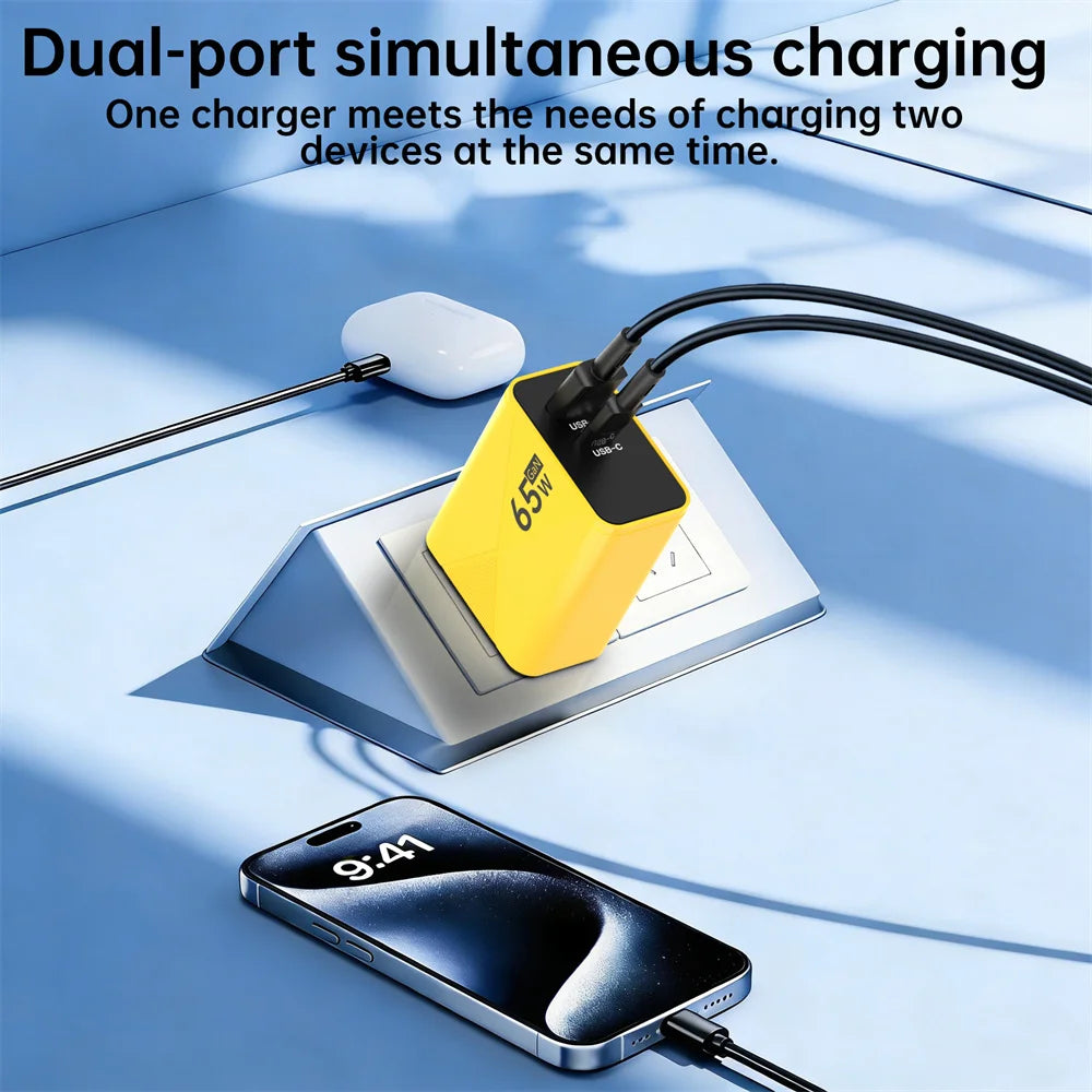 65W GaN USB-C Fast Charger PD3.0 | EU US UK Wall Adapter USB-C Wall Charger QXL