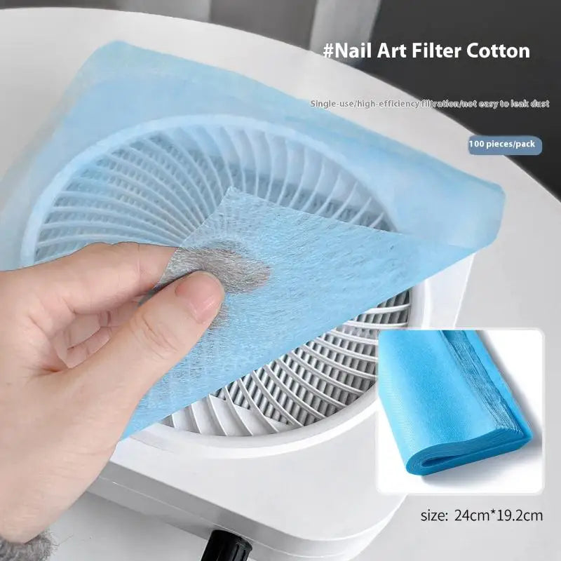 100-Pack Nail Dust Collector Filter Cotton | Universal Replacement Nail Vacuum Filter QXL
