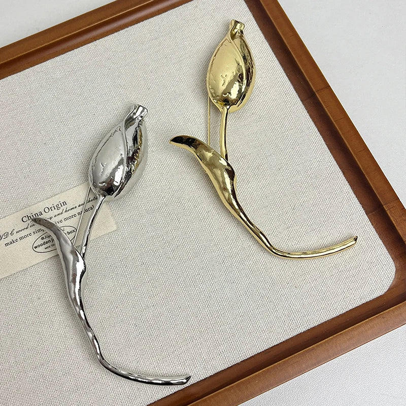 Retro Tulip Brooch for Women | Elegant Floral Suit Pin Floral Brooch Pin QXL