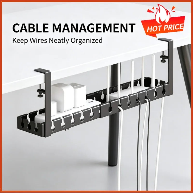 Telescopic Under-Desk Cable Management Tray | Metal Organizer Cable Management Tray QXL