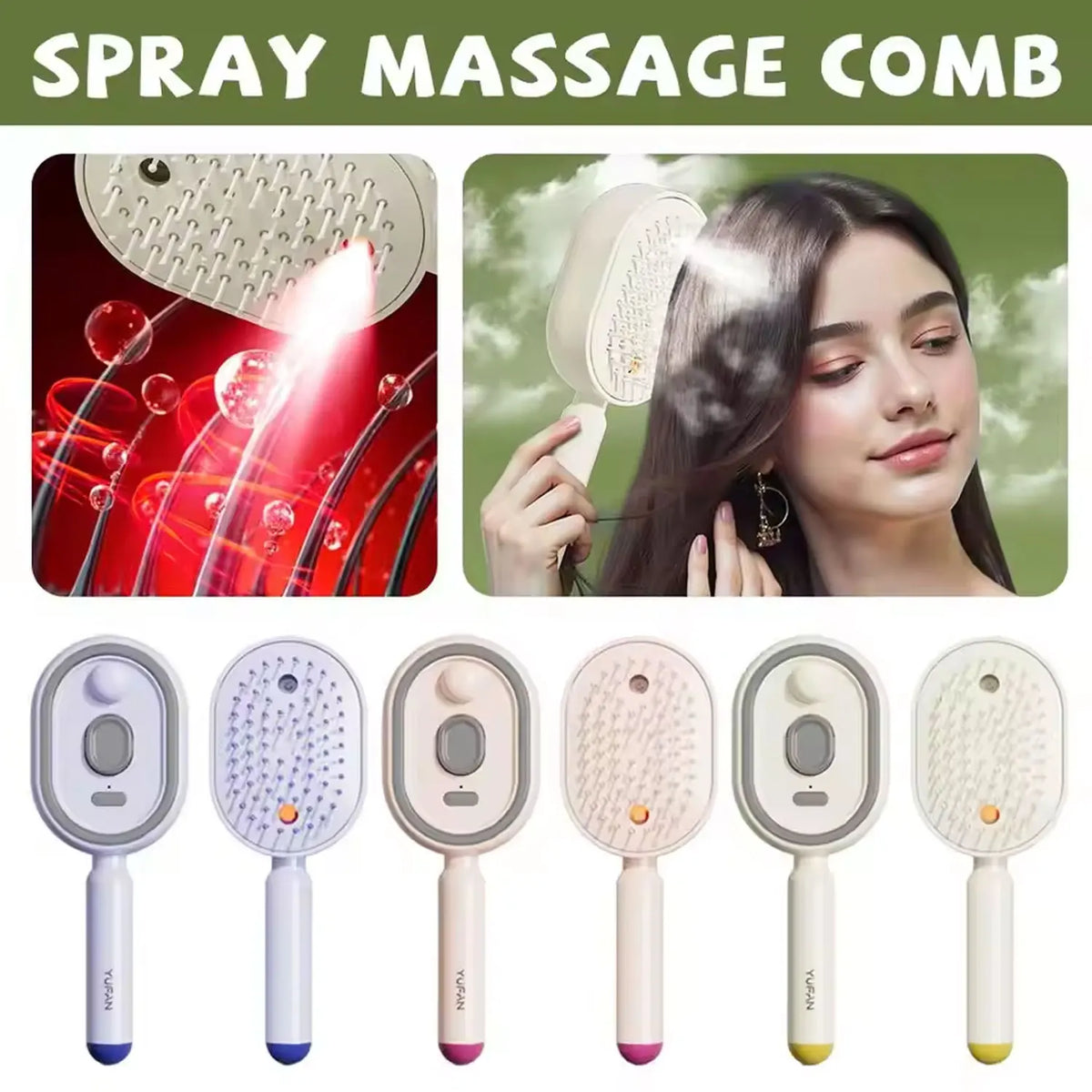 3-in-1 Electric Spray Air Cushion Comb | Scalp Massage & Oil Mist Electric Hair Brush QXL