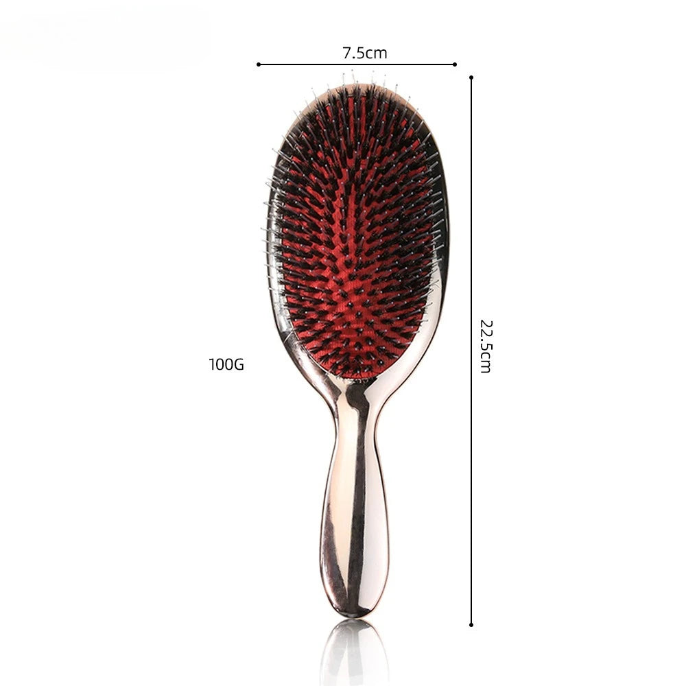 Boar Bristle Paddle Hair Brush | Anti-Static Scalp Massage Comb Paddle Hair Brush QXL Rose