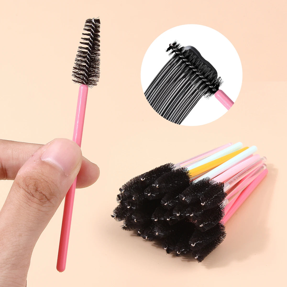 25-Pack Disposable Spoolie Eyelash & Eyebrow Brushes – Bendable Disposable Spoolie Brush QXL