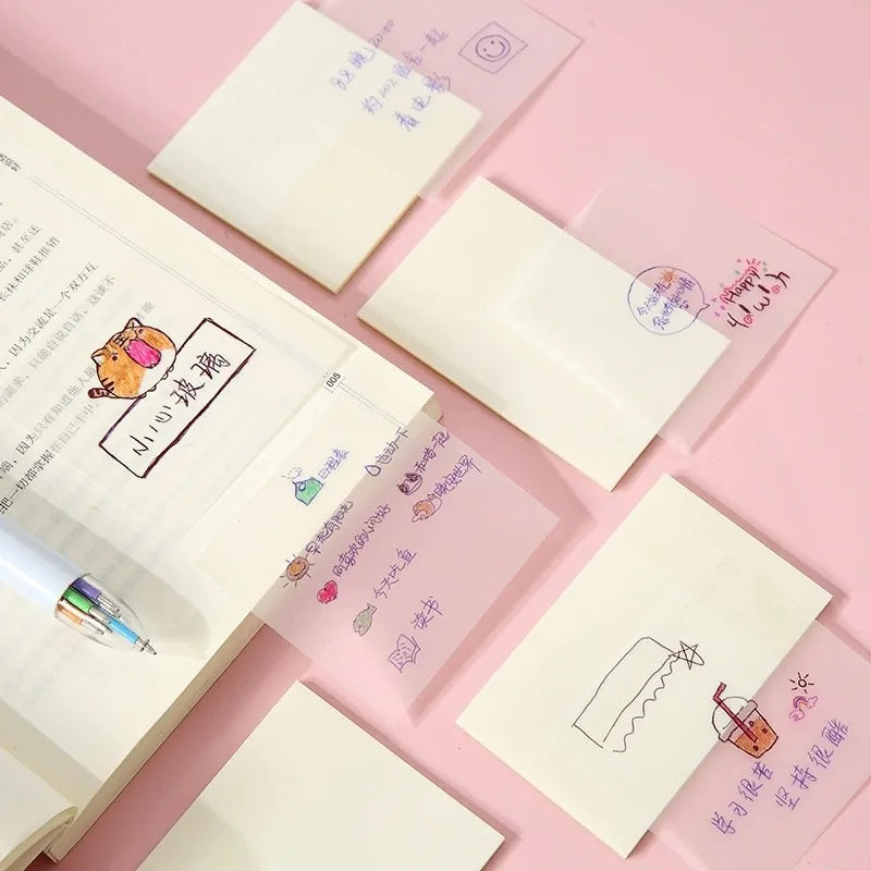 Transparent Sticky Notes Book | Reusable Clear Memo Pads Transparent Sticky Notes QXL