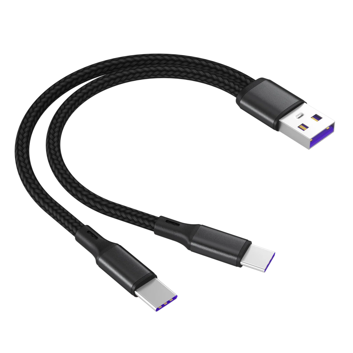 2-in-1 USB-C Micro USB Y Splitter Cable 5A Fast Charging 1m USB Charging Cable QXL