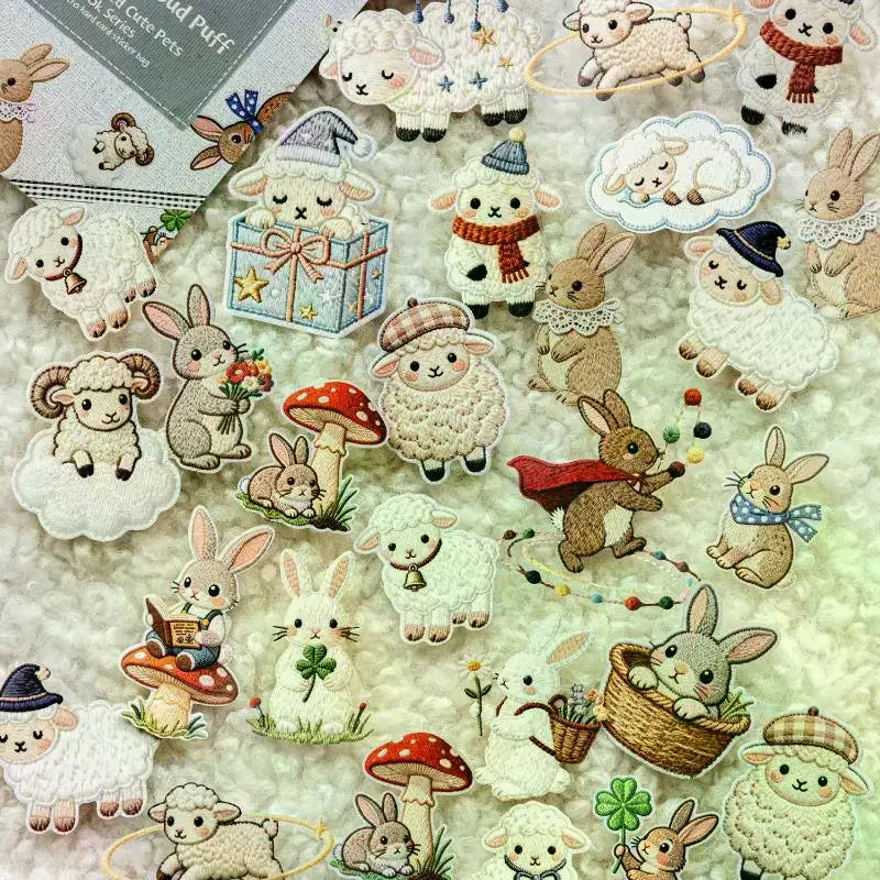 40-Pack Embroidered Animal Stickers for Scrapbooking & DIY Decorative Craft Stickers QXL