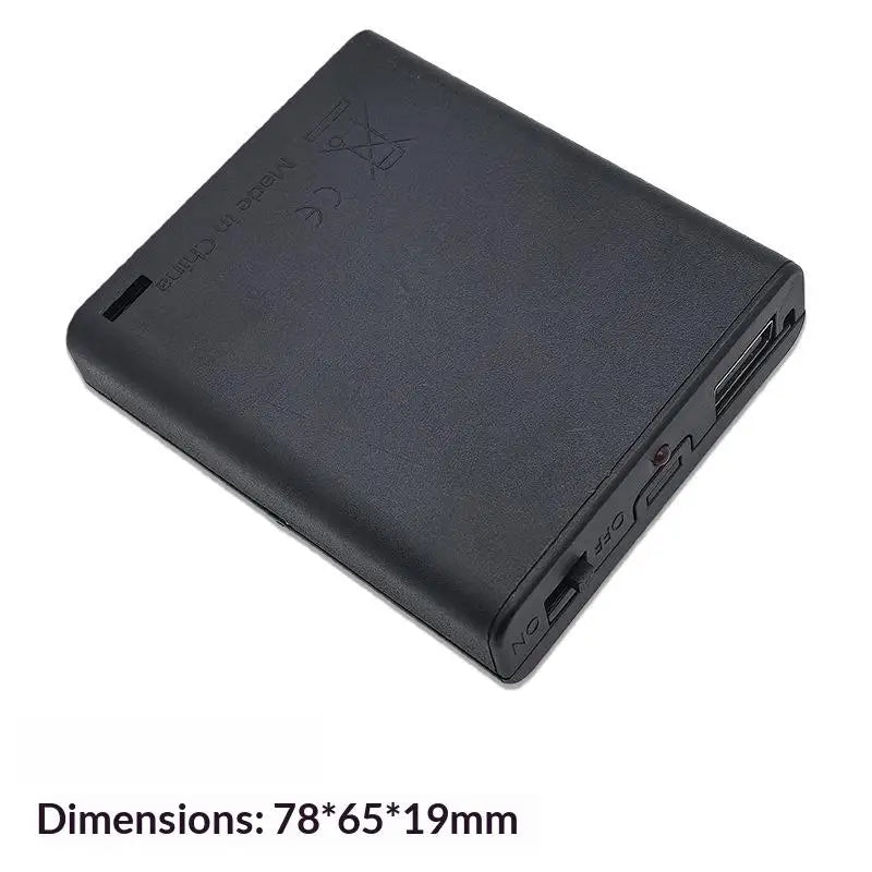 4-Slot AA Battery Holder with USB Port, Switch & LED Light Battery Holder Case QXL