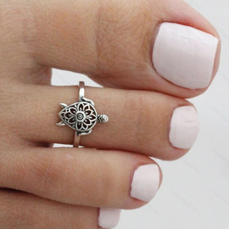 Sea Turtle Adjustable Toe Ring | Boho Beach Foot Jewelry Toe Ring QXL