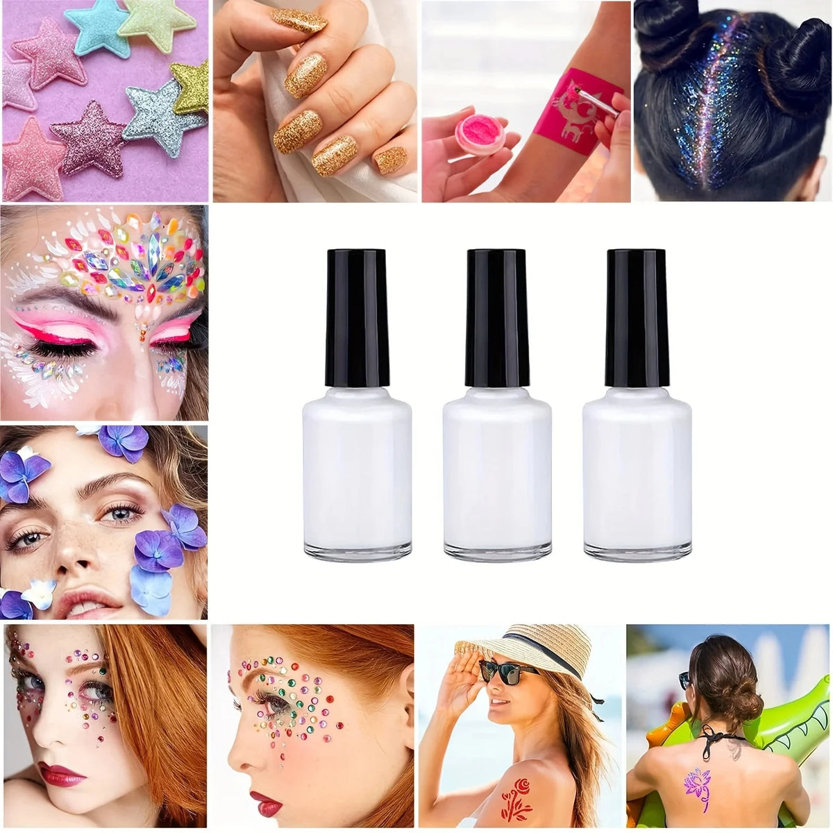 Waterproof Glitter Tattoo Glue | Body Art Adhesive for Parties Glitter Tattoo Adhesive QXL 3 pcs