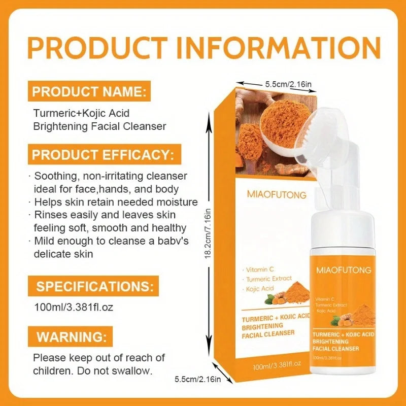 Turmeric Vitamin C & Kojic Acid Cleansing Mousse | All Skin Facial Cleanser QXL