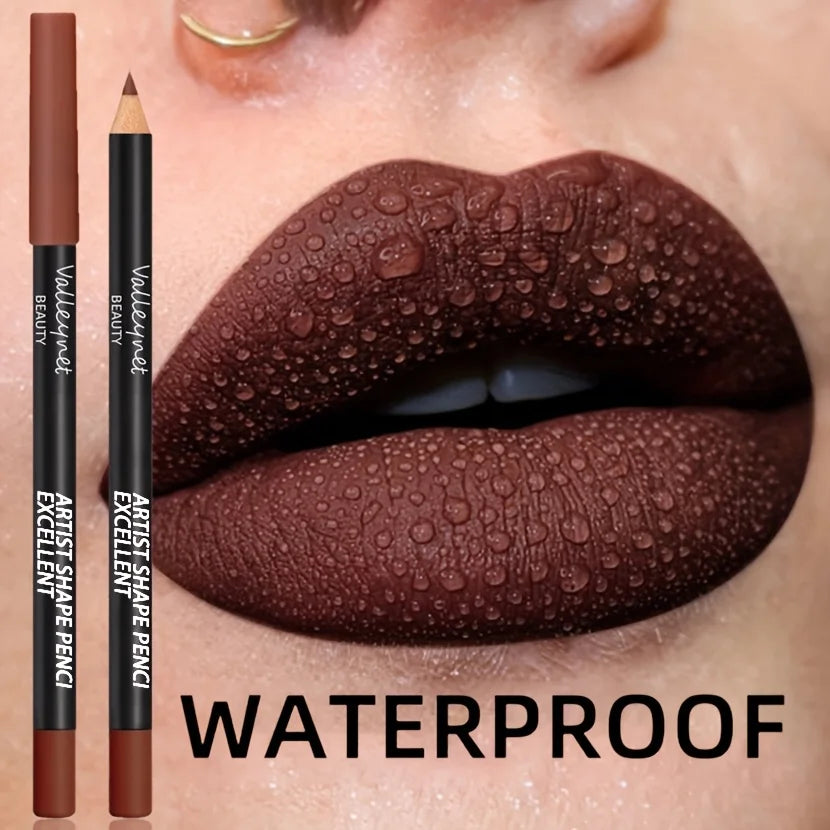 12-Pc Waterproof Matte Lip Liner & Gloss Set | Nude Lip Kit Lip Liner & Gloss Set QXL