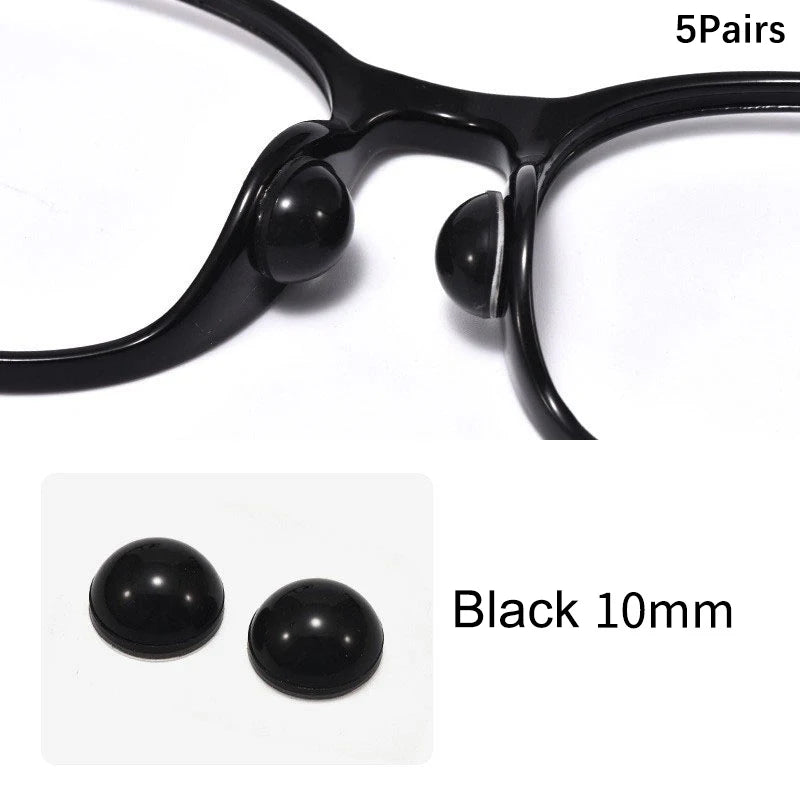 Silicone Anti-Slip Glasses Nose Pads – 5 Pairs Self-Adhesive Eyewear Nose Pads QXL 10mm Bk
