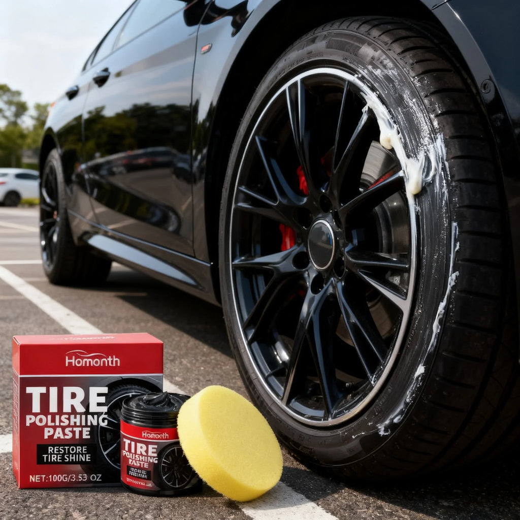 Tire Polishing Paste | Shine Coating Wax with Applicator Sponge Tire Shine Paste QXL 100ml