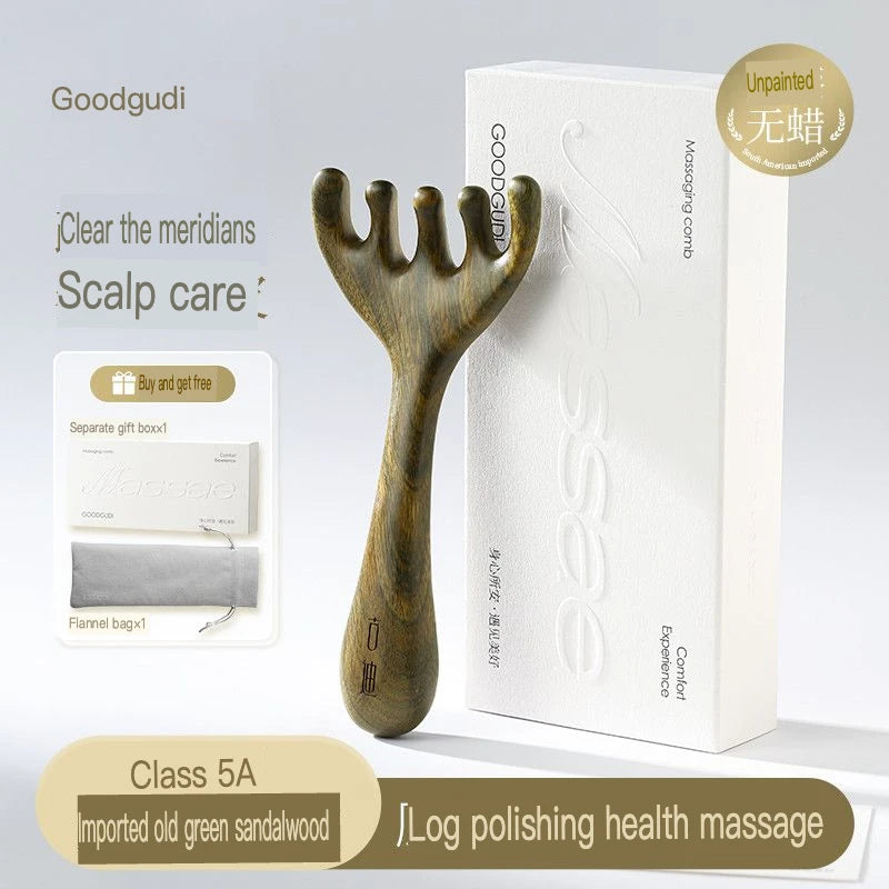 Five-Claw Sandalwood Scalp Massage Comb | Natural Wood Scalp Massage Comb QXL