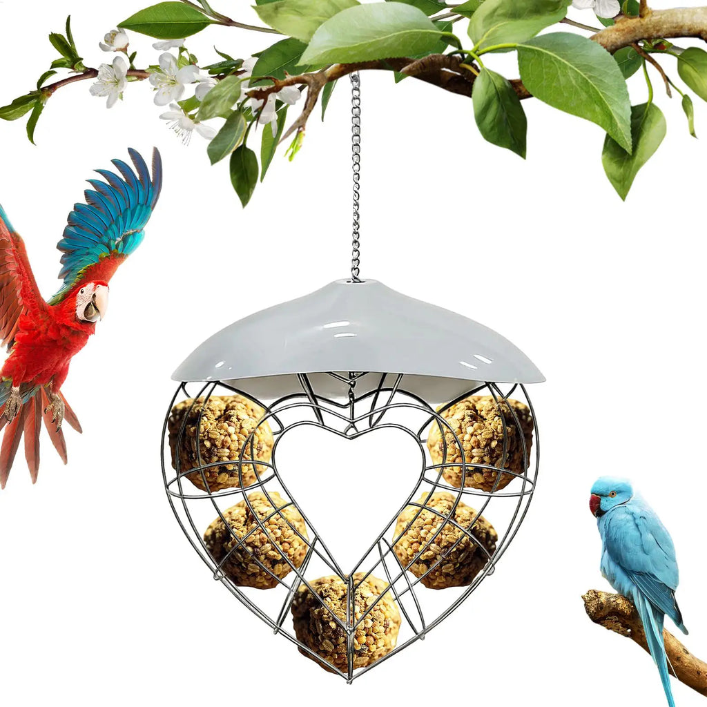 Heart-Shaped Outdoor Suet Ball Bird Feeder – PC & Steel Wild Bird Feeder QXL
