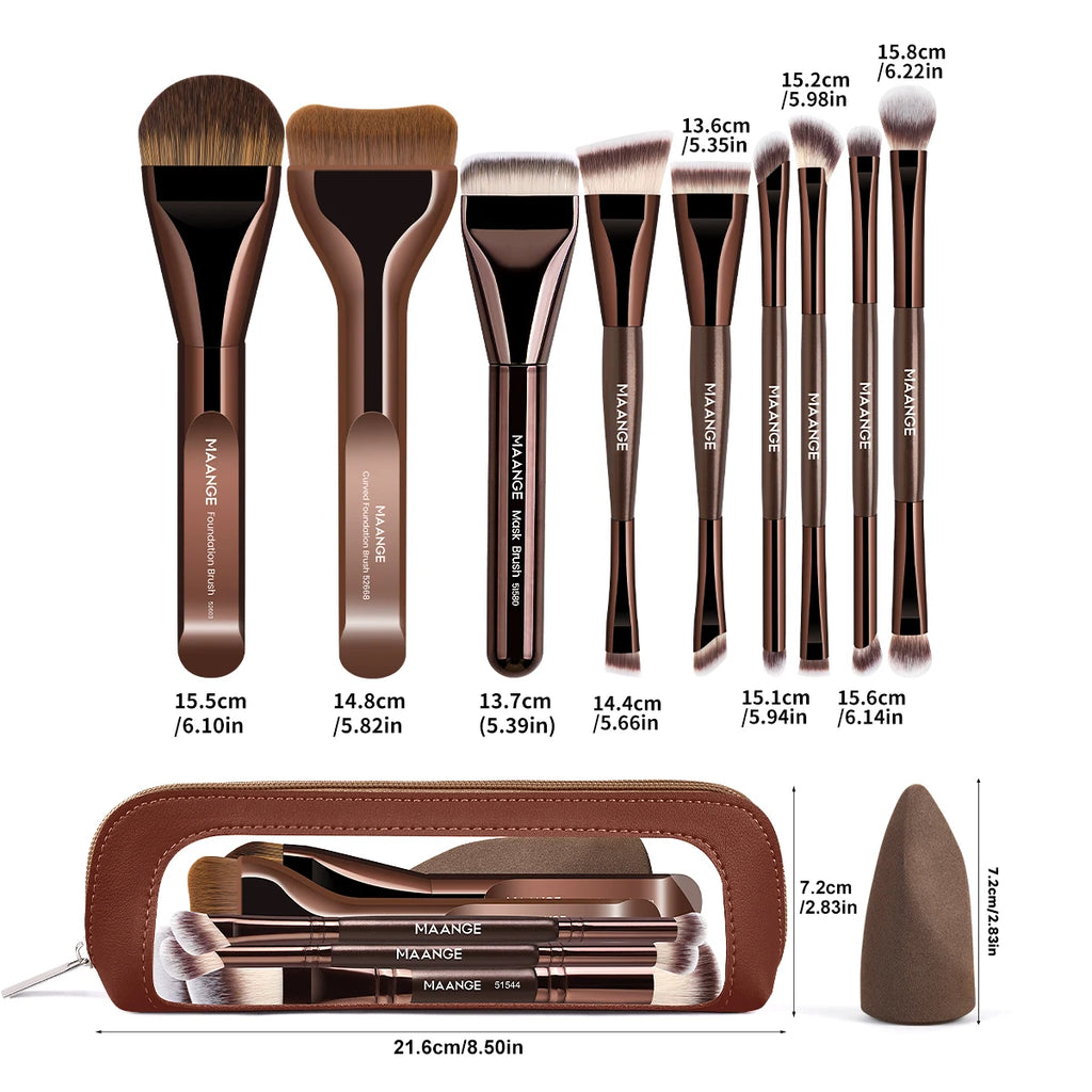 MAANGE 11-Piece Makeup Brush Set – Foundation & Contour Makeup Brush Set QXL
