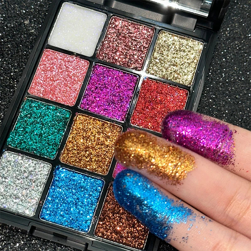 VERONNI 12-Color Glitter Eyeshadow Palette | Diamond & Matte Eyeshadow Palette QXL