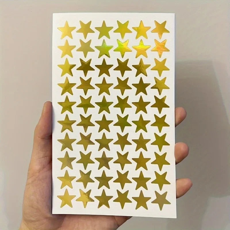 5-Pack Golden Star Laser Stickers for DIY Crafts & Journals Decorative Craft Stickers QXL