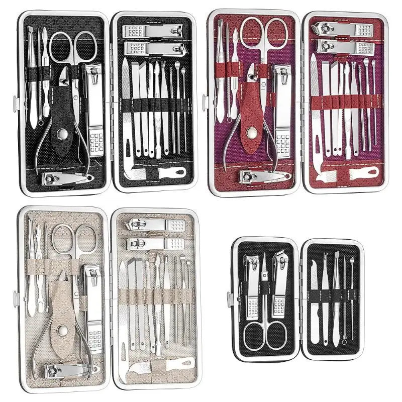8/19-Pc Stainless Steel Nail Clipper & Manicure Set with Case Nail Clipper Set QXL