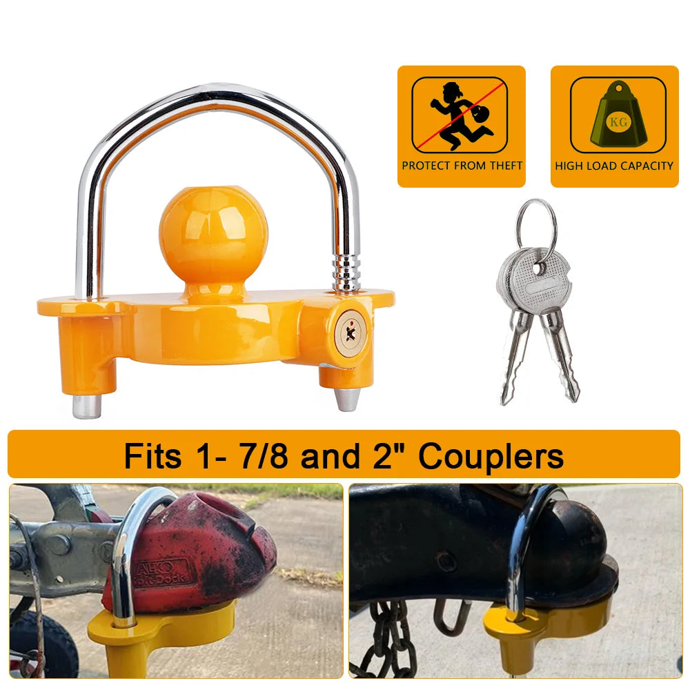 Universal Trailer Ball Coupler Lock | Heavy-Duty Anti-Theft Trailer Coupler Lock QXL