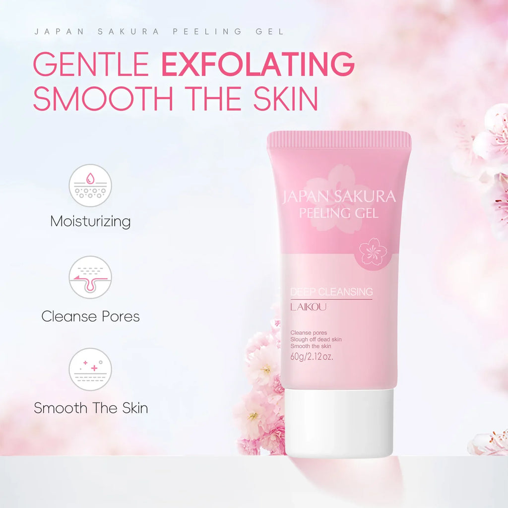 LAIKOU Sakura Face Peeling Gel | Exfoliate & Brighten 60g Face Peeling Gel QXL