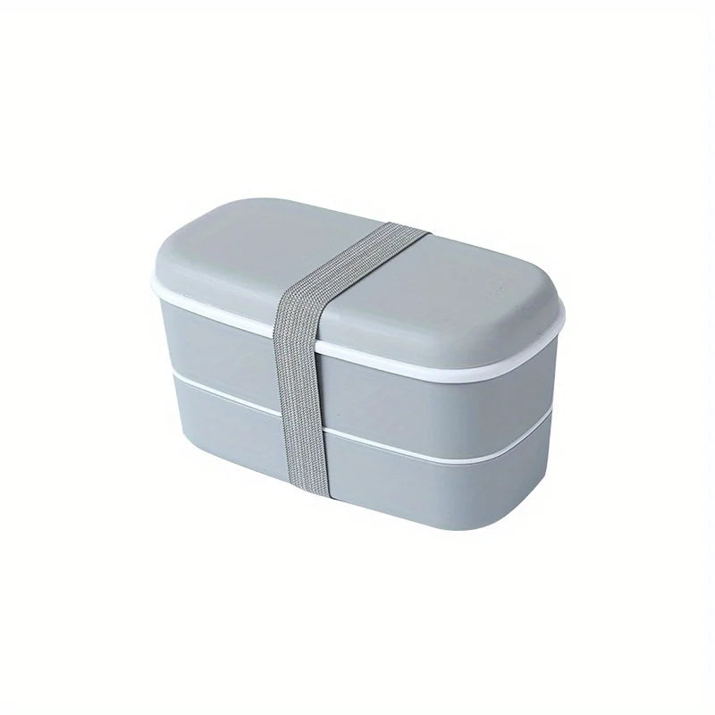 Double Layer Bento Box | Microwavable Lunch Food Container Bento Lunch Box QXL Gray