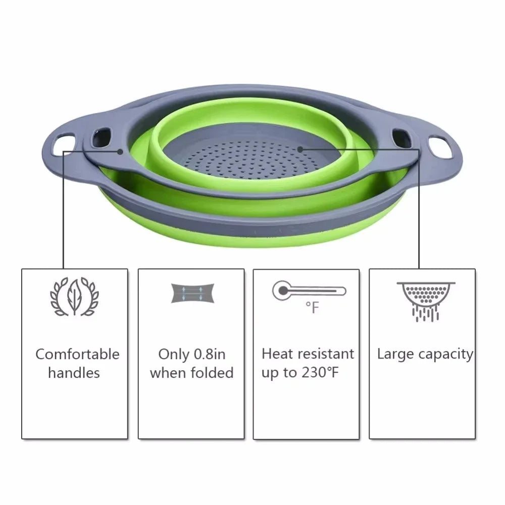 Collapsible Silicone Colander | Foldable Fruit & Veggie Strainer Collapsible Colander QXL