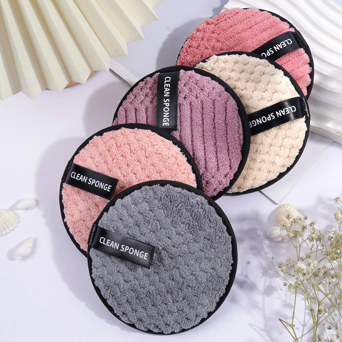 5-Pack Soft Polyester Facial Cleansing & Makeup Remover Pads Facial Cleansing Pads QXL