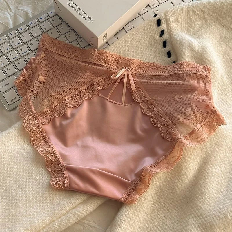 French Lace Hollow Women's Briefs | Soft Cotton Crotch Panties Women's Lace Briefs QXL