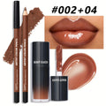 2-Pc Matte Lip Liner & Lip Oil Combo | Waterproof Brown Tinted Lip Liner & Lip Oil Set QXL 002 04
