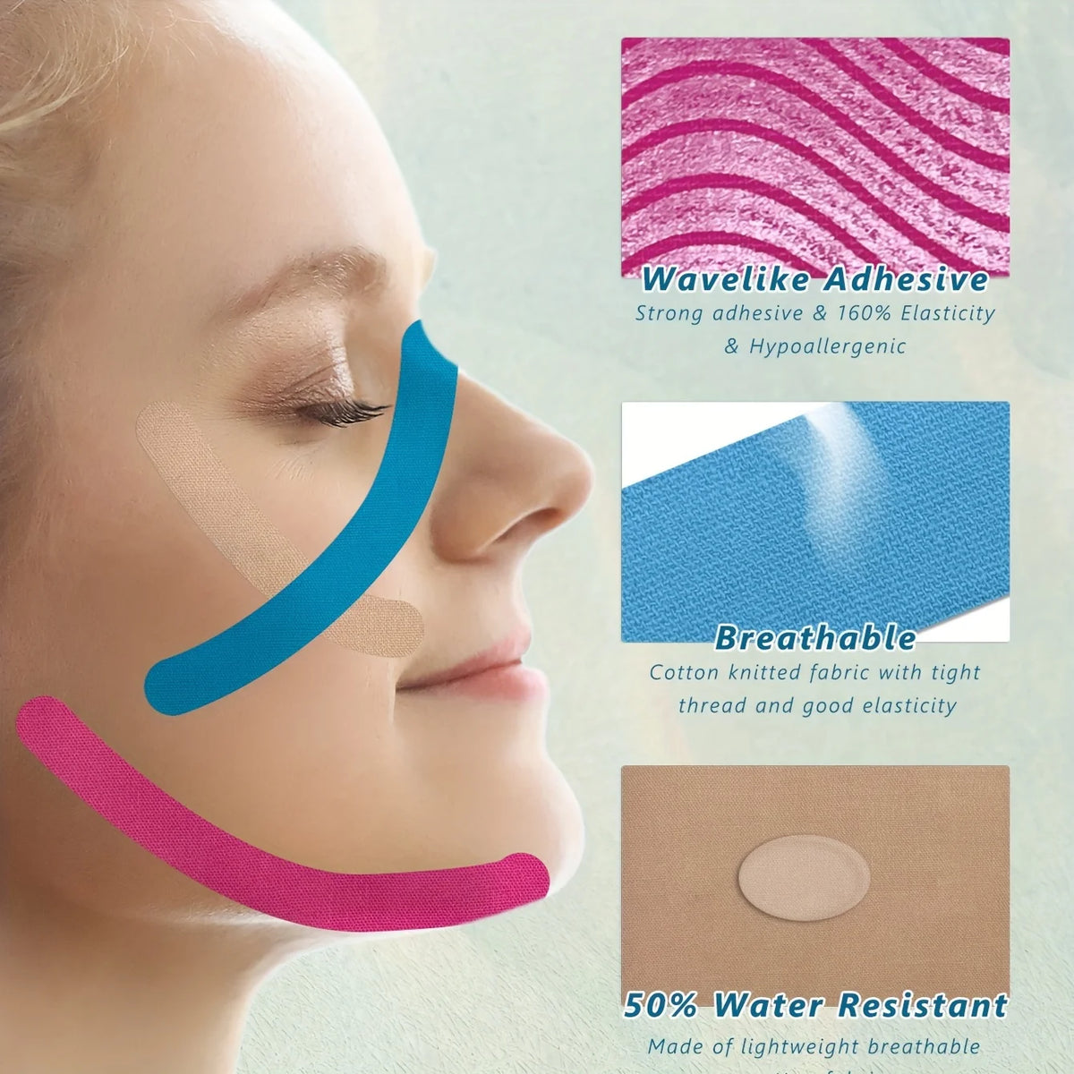 Facial & Neck Lifting Tape – Waterproof, Seamless Contour Face Lifting Tape QXL