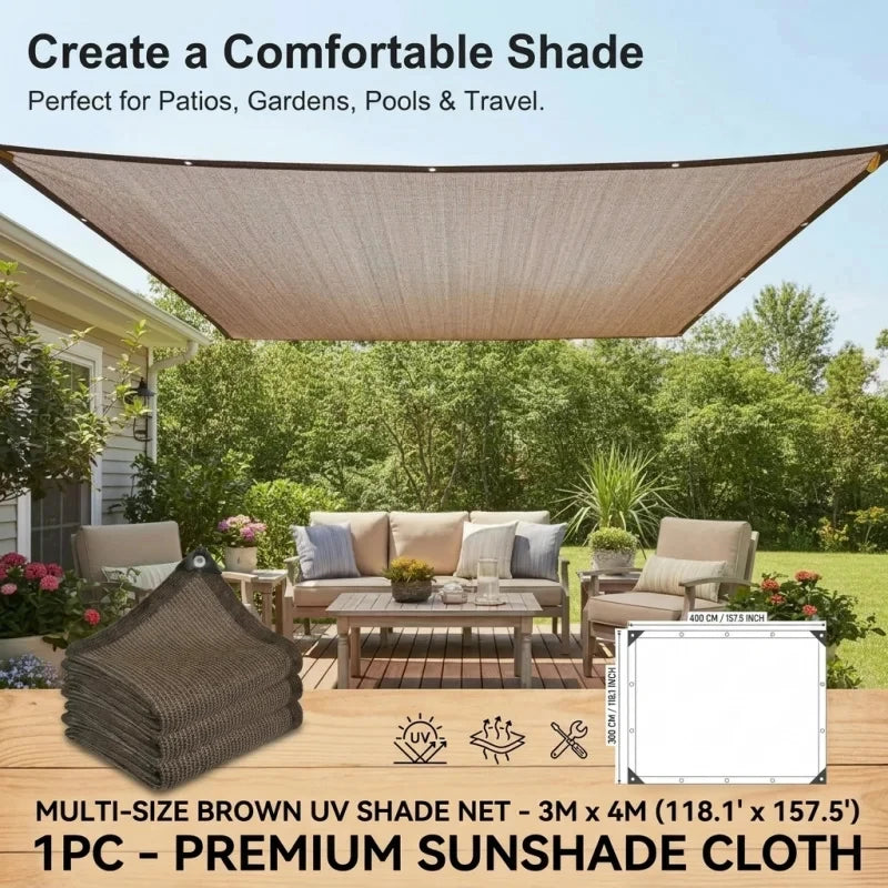 3M x 4M UV Shade Sail | Heavy Duty HDPE Canopy Cover Sun Shade Sail QXL