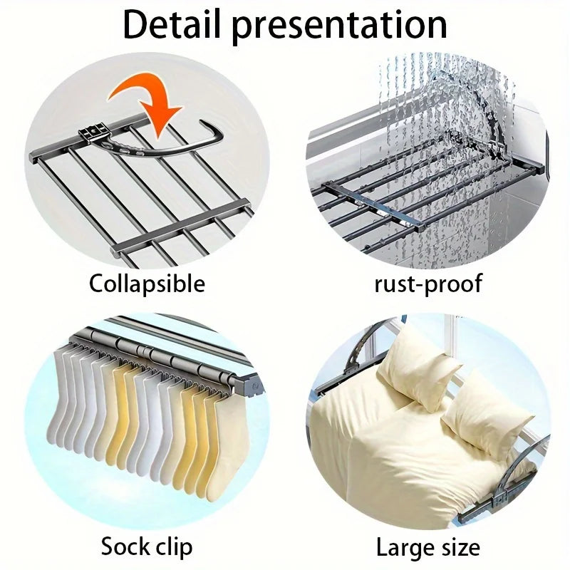 Adjustable Multi-Clip Indoor Drying Rack | Balcony & Window Drying Rack QXL