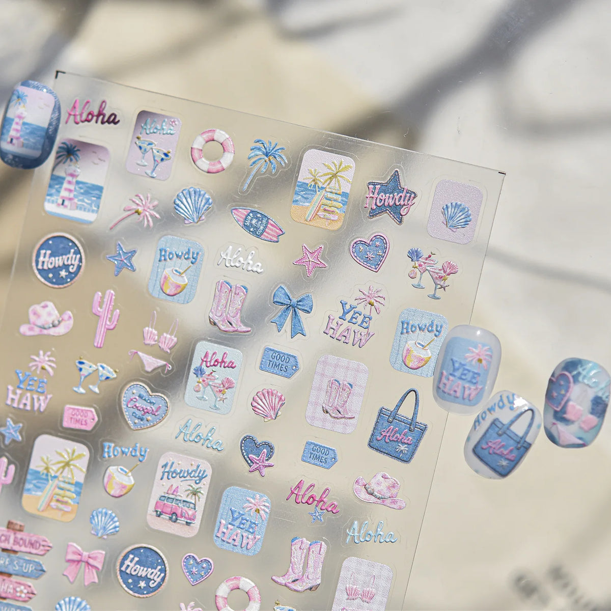 Island Vacation 5D Nail Stickers | Beach Tropical Decals Nail Stickers QXL