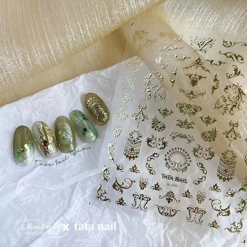 5D Laser Silver Flame Nail Stickers | Hot Stamping Decals Nail Art Stickers QXL
