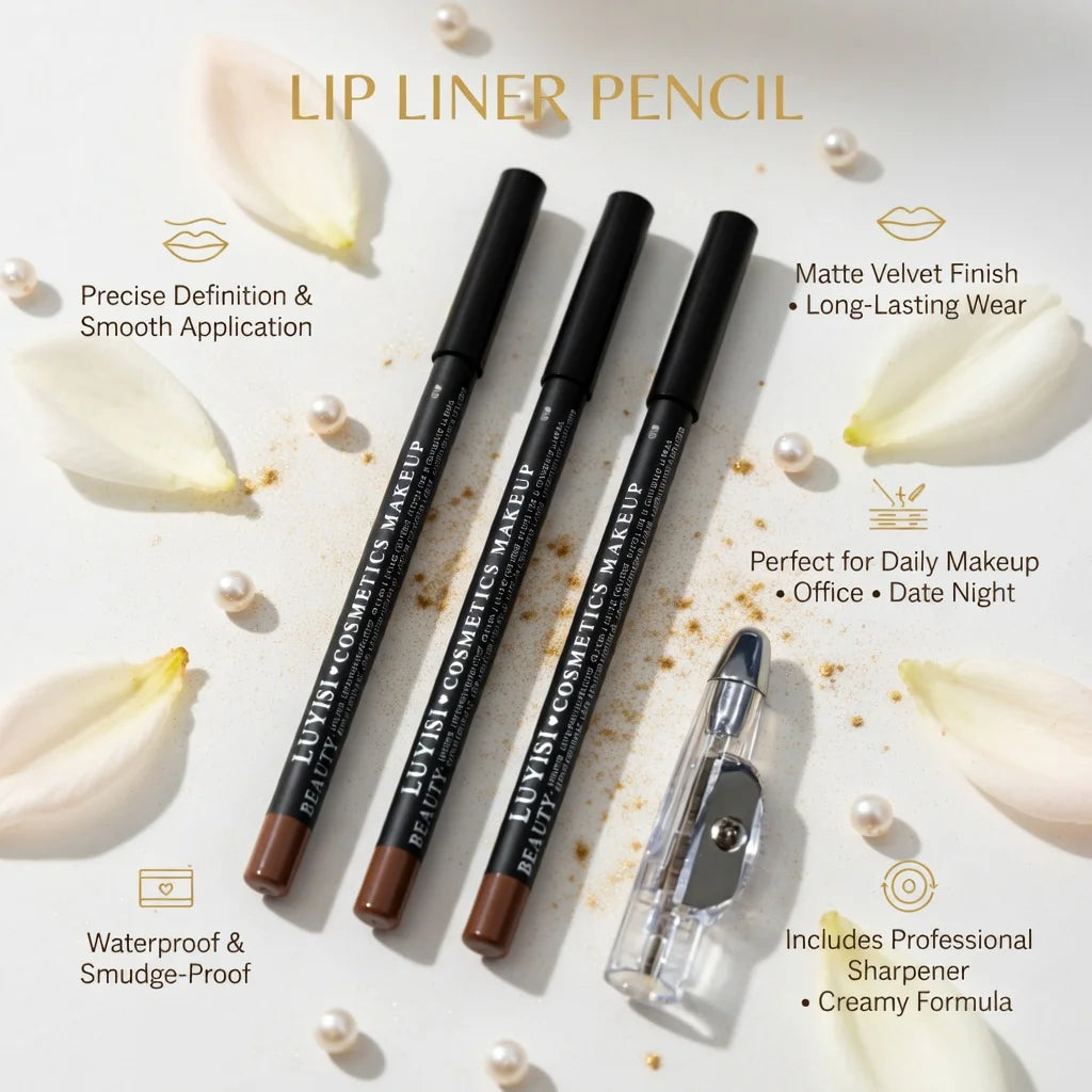 Waterproof Velvet Matte Lip Liner Set with Sharpener – 3 Pcs Lip Liner Set QXL