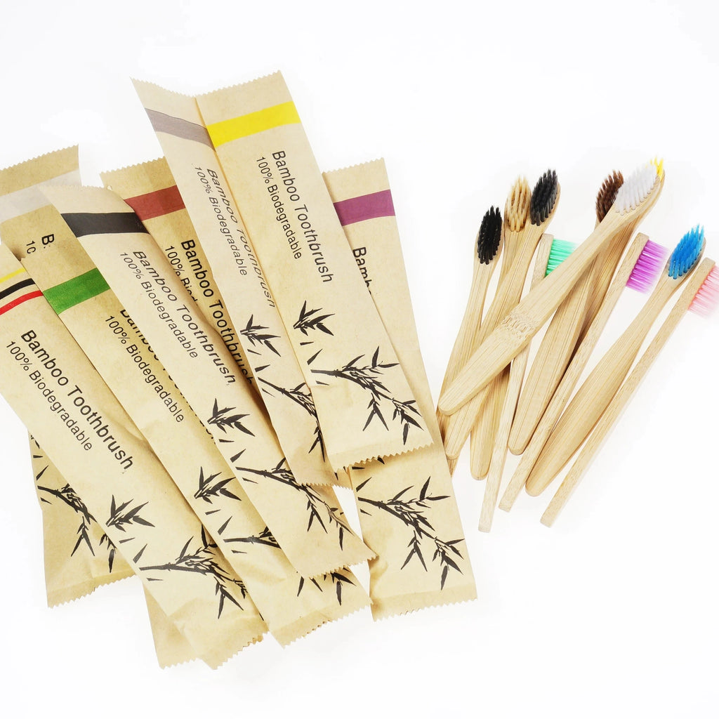 10-Pack Kids Bamboo Toothbrushes | Soft BPA-Free Bristles Kids Bamboo Toothbrush QXL