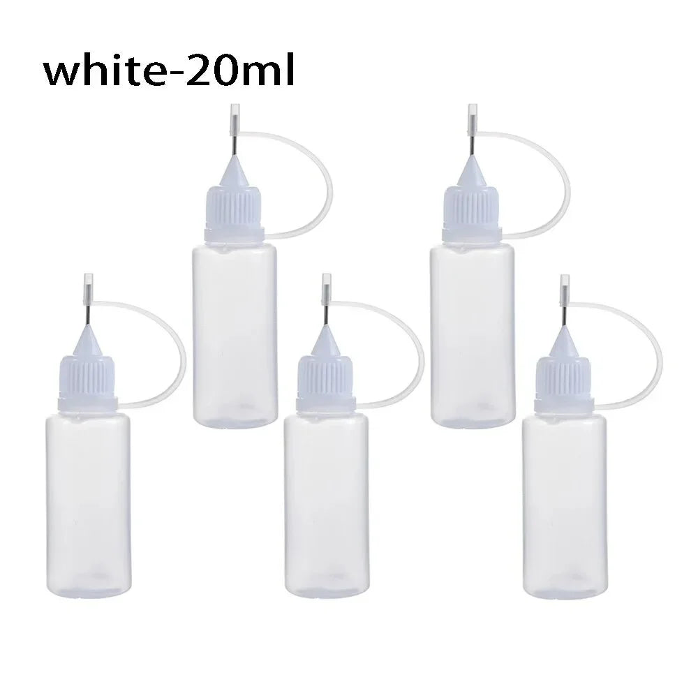 5-Pack Needle Tip Glue Applicator Bottles | DIY Paper Crafts Glue Applicator Bottle QXL Plastic White-20ml-5pcs