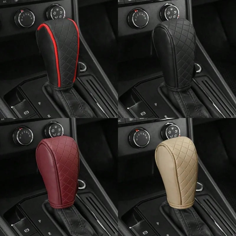 PU Leather Car Gear Shift Cover | Diamond Grid Non-Slip Gear Shift Cover QXL